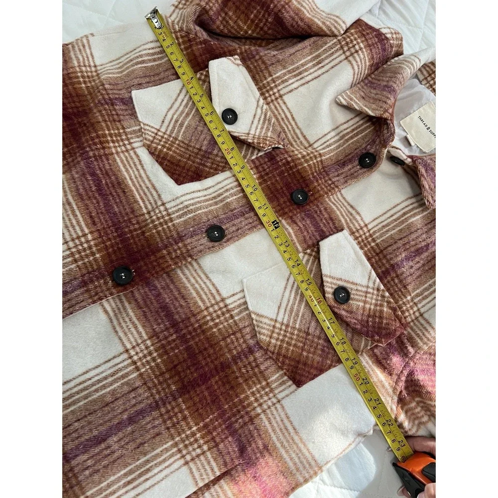 Thread & Supply Plaid Shacket Jacket Womens L Cozy Core Fall Layering Lumberjack
